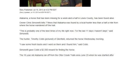Man Finds Missing Horse