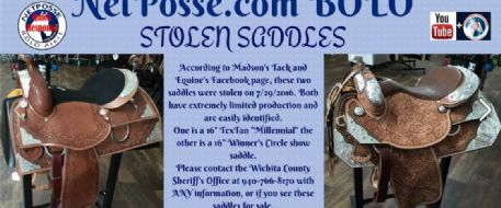 Rare Horse Saddles Stolen in Texas